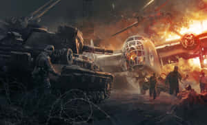 Intense_ W W I I_ Battle_ Scene Wallpaper