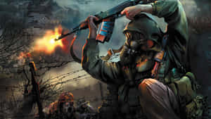 Intense War Games Action - Soldiers Engaging In Virtual Battles Wallpaper