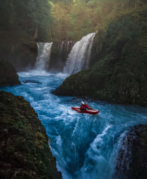 Intense Water Skiing Action Wallpaper