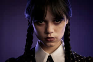 Intense Wednesday Addams Portrait Wallpaper