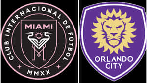 Inter Miami Fc And Orlando City Sc Official Logos Wallpaper