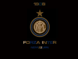 Inter Milan Team Crest On A Blue And Black Background Wallpaper
