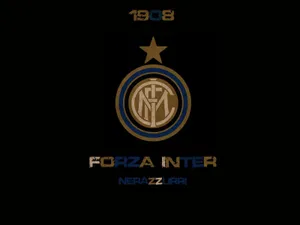 Inter Milan Team Crest On A Blue And Black Background Wallpaper