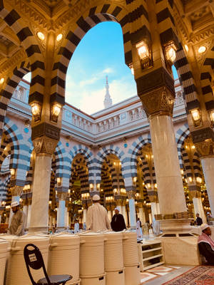 Interior Of Prophet's Mosque Madina Wallpaper