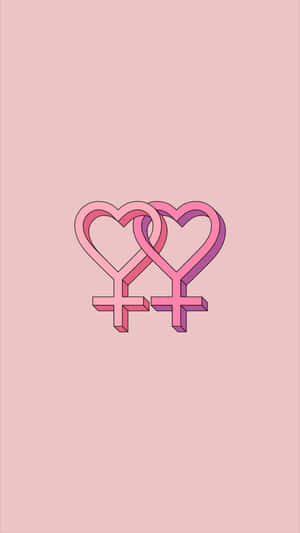 Interlocking Female Symbolswith Hearts Wallpaper