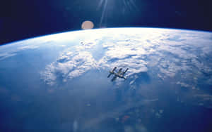 International Space Station (iss) Orbiting Earth Wallpaper