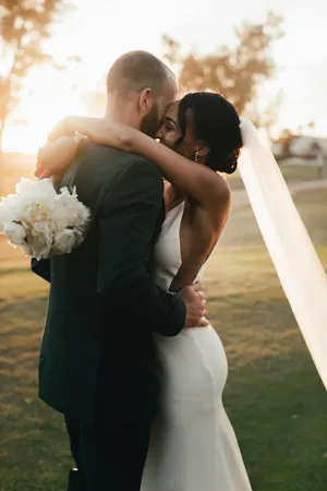 Interracial Couple Wedding Sunset Wallpaper