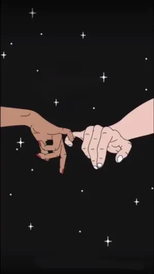Interracial Pinky Holding Phone Artwork Wallpaper