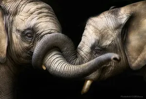 Intertwined Elephant Trunks Wallpaper