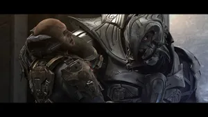 Intimidating Arbiter In Action Wallpaper