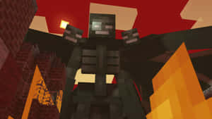 Intimidating Minecraft Wither In A Dark Environment Wallpaper