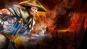 Intimidating Raiden From Mortal Kombat Unleashing Lightning Wallpaper