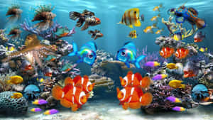 Intricate 3d Fish Model In Coral Reef Environment Wallpaper