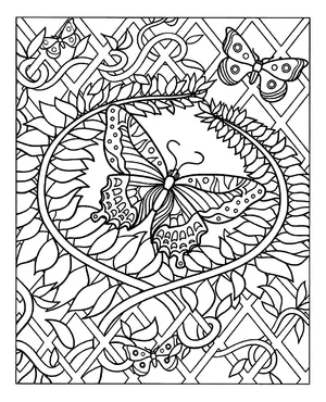 Intricate Butterfly Coloring Page Wallpaper