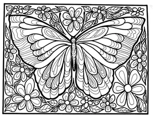 Intricate Butterfly Coloring Page Wallpaper