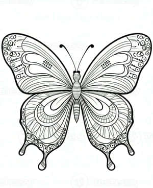 Intricate Butterfly Coloring Page Wallpaper