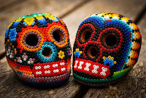 Intricate Chicano Beaded Skulls Wallpaper