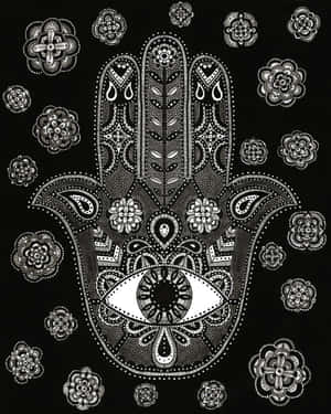 Intricate Colorful Hamsa Hand Design Wallpaper