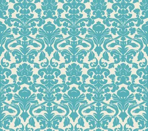 Intricate Damask Print Aesthetic Teal Wallpaper