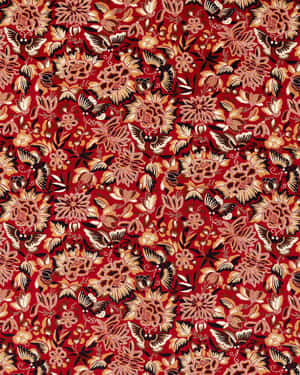 Intricate Floral Pattern Red Background Wallpaper