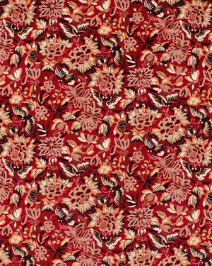 Intricate Floral Pattern Red Background Wallpaper