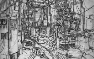 Intricate_ Technological_ Chaos_ Sketch Wallpaper