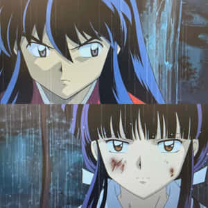 Inuyasha And Kikyo Gazing Into Each Other's Eyes Wallpaper