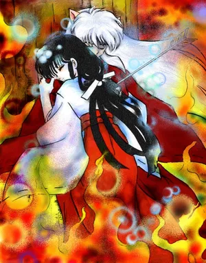 Inuyasha And Kikyo's Emotional Encounter Wallpaper