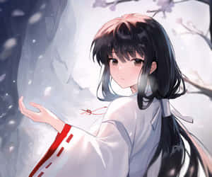 Inuyasha And Kikyo Under A Moonlit Night Wallpaper