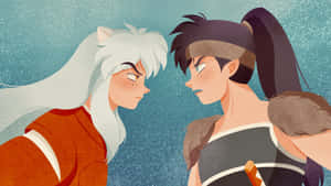 Inuyasha And Koga Face Off Wallpaper