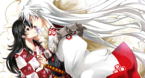 Inuyasha And Rin Sharing A Heartwarming Moment Wallpaper