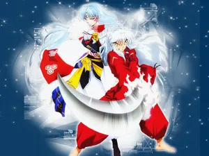 Inuyasha And Sesshomaru, The Powerful Half-brothers From The Iconic Anime Series. Wallpaper