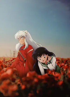 Inuyasha In Flower Garden Phone Wallpaper