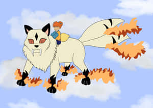 Inuyasha Riding Kirara Illustration Wallpaper