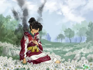 Inuyasha's Kagura Dancing With Winds Wallpaper