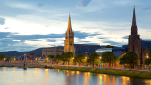 Inverness River Ness Dusk View Wallpaper