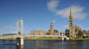 Inverness River Ness Suspension Bridge Wallpaper