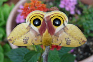 Io Moth Displaying Eye Spots Wallpaper