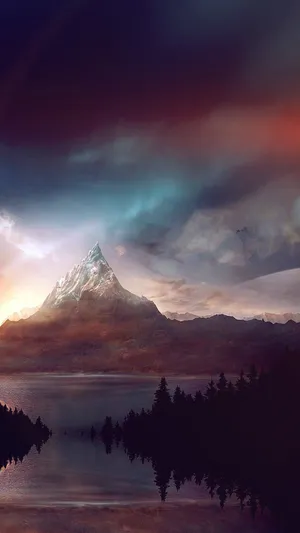 Ios 1 Snowy Mountain Astral Skies Wallpaper