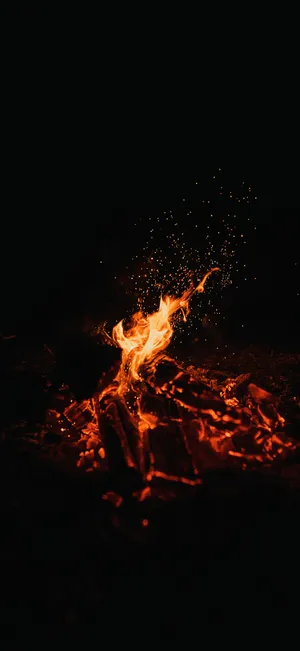 Ios 18 Dark Mode Fire Wallpaper
