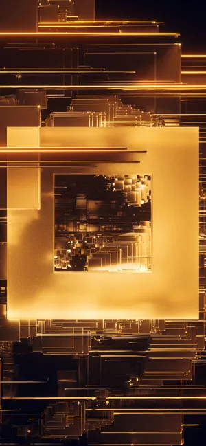 Iphone 12 Pro Max Gold Abstract Cube Wallpaper