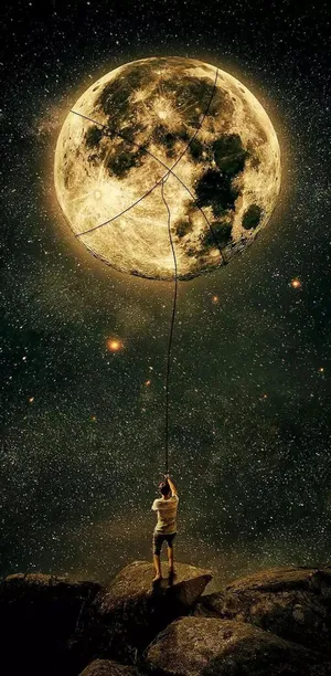Iphone 12 Pro Moon Fantasy Art Wallpaper