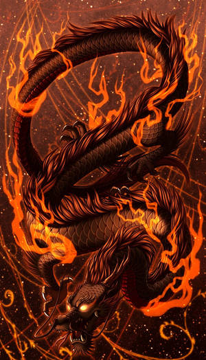 Iphone Black Dragon Fire Art Wallpaper