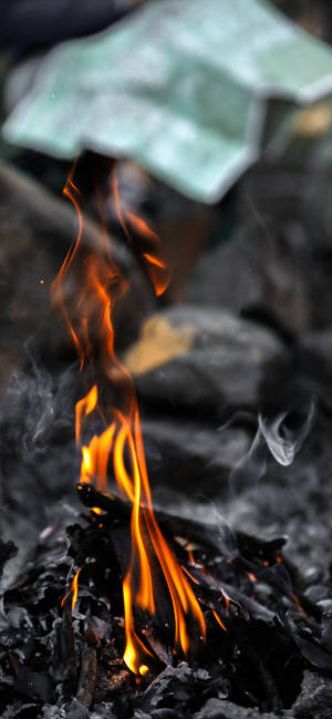 Iphone Burning Paper Fire Wallpaper