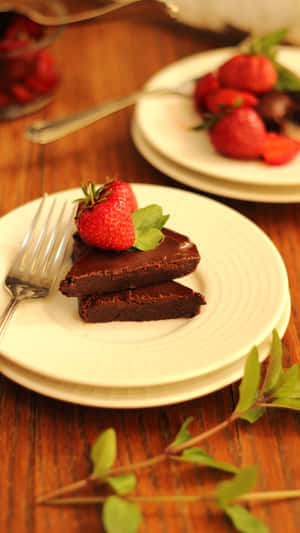 Iphone Food Chocolate Strawberry Dessert Wallpaper