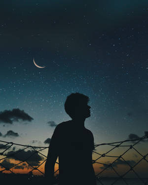 Iphone Home Screen Crescent Moon Man Wallpaper