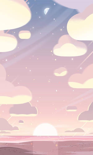 Iphone Pink Aesthetic Cartoon Sunset Wallpaper