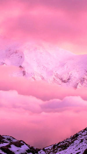 Iphone Pink Aesthetic Snow Mountain Wallpaper