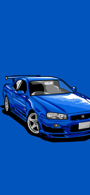 Iphone X Car Blue Nissan Skyline Wallpaper