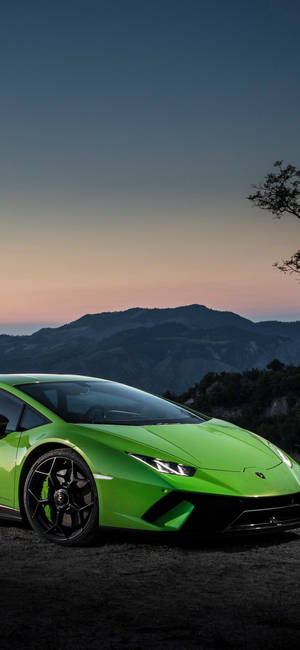 Iphone X Car Green Lamborghini Huracan Wallpaper